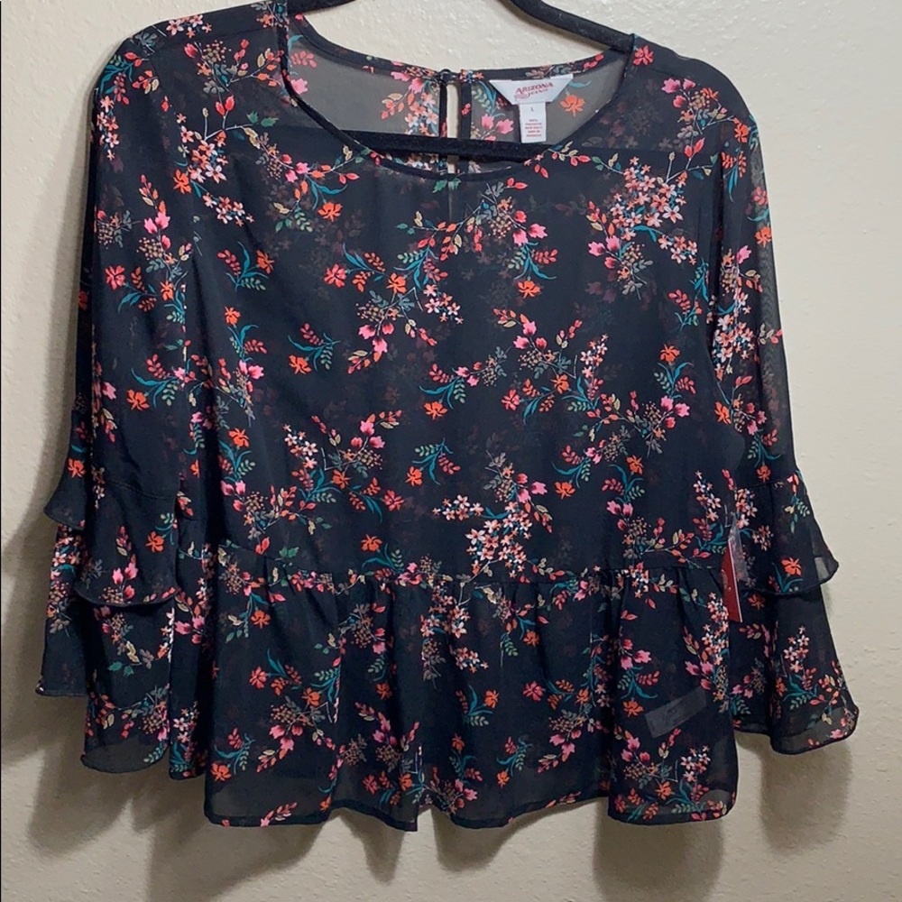 Black floral blouse
